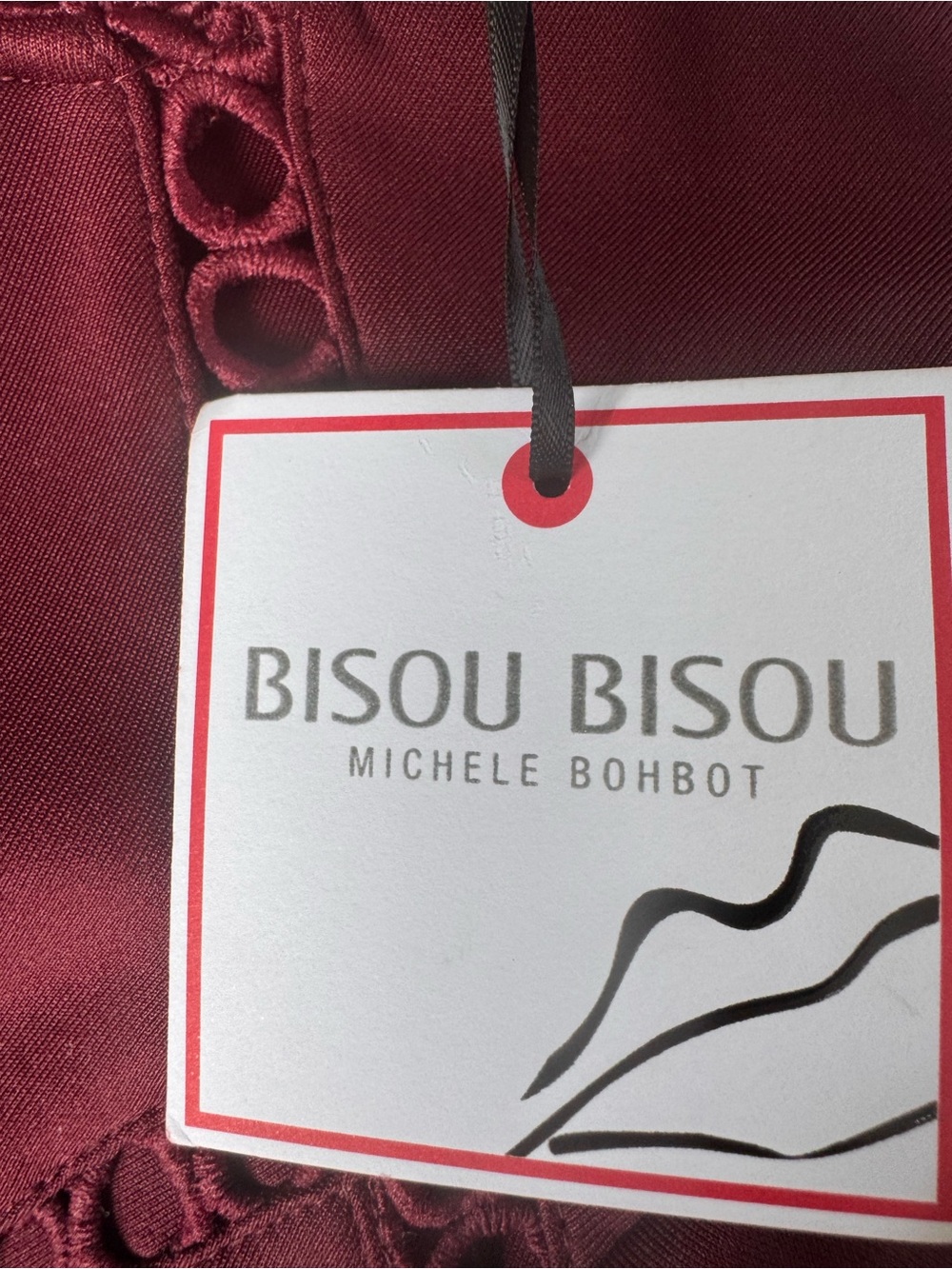 Bisou Bisou Michele Bohbot Burgundy Peplum Sheath Dress NWT Size 4 Cocktail - Picture 12 of 17